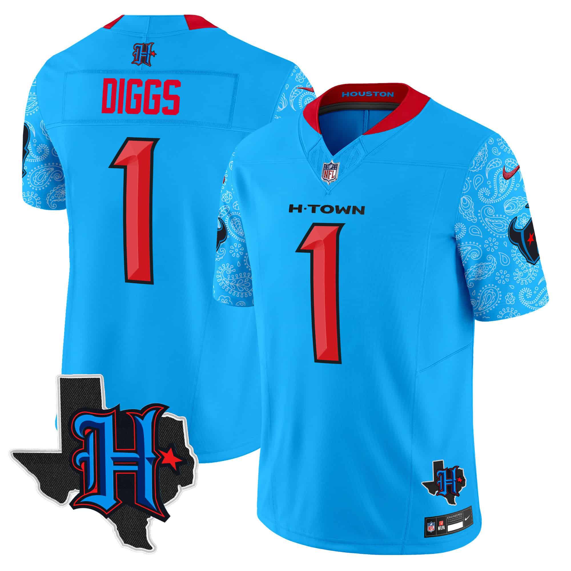 Men Houston Texans #1 Diggs Light Blue 2024 Nike Texas Patch Vapor Limited NFL Jersey->indianapolis colts->NFL Jersey
